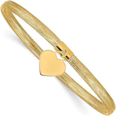 10K Yellow Gold Heart Stretch Mesh Bracelet 7.5" in Saudi Arabia