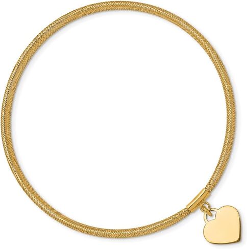 10K Yellow Gold Heart Stretch Mesh Bracelet 7.5" in Saudi Arabia