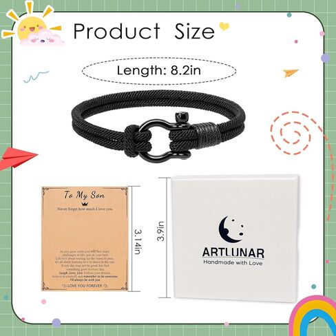 Artlunar هدايا عيد الميلاد لابن حفيد لابني سوار حبل مضفر سوار قابل للتعديل هدايا عيد الفصح المسيحية المعمودية in Saudi Arabia