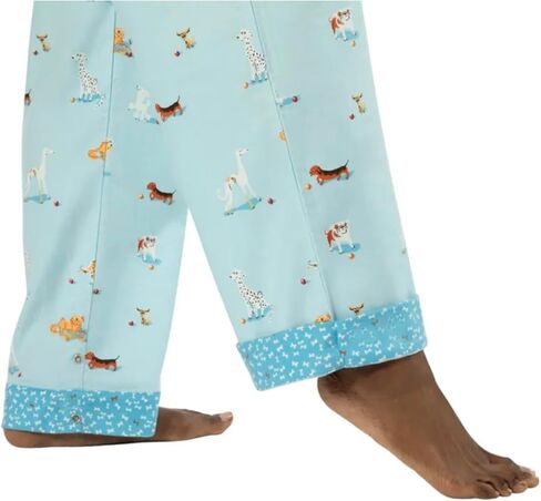 Munki Munki Women's Flannel Notch Collar Classic Pajama Set, All Dogs or Sassy Cat Styles in Kuwait