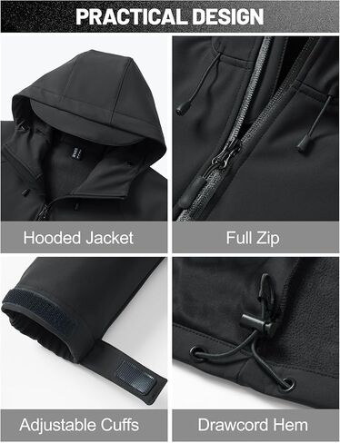 MAGCOMSEN Men's Waterproof Softshell Jacket Fleece Lined Lightweight Hooded Rain Coat Winter Windbreaker Tactical Hiking in Saudi Arabia