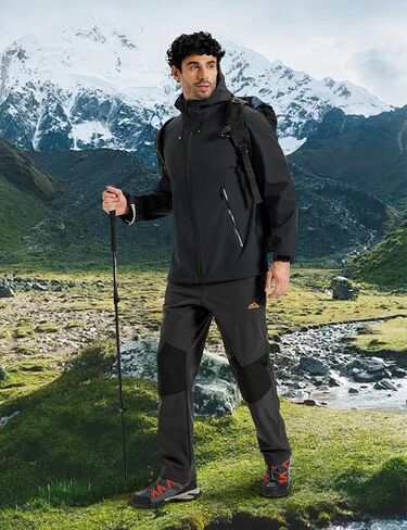 MAGCOMSEN Men's Waterproof Softshell Jacket Fleece Lined Lightweight Hooded Rain Coat Winter Windbreaker Tactical Hiking in Saudi Arabia
