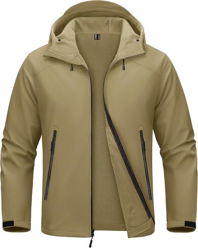 MAGCOMSEN Men's Waterproof Softshell Jacket Fleece Lined Lightweight Hooded Rain Coat Winter Windbreaker Tactical Hiking in Saudi Arabia