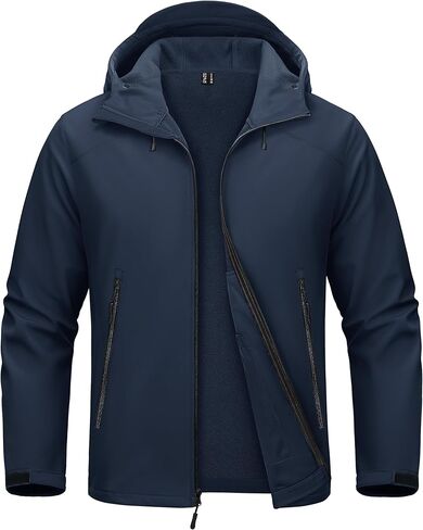 MAGCOMSEN Men's Waterproof Softshell Jacket Fleece Lined Lightweight Hooded Rain Coat Winter Windbreaker Tactical Hiking in Saudi Arabia