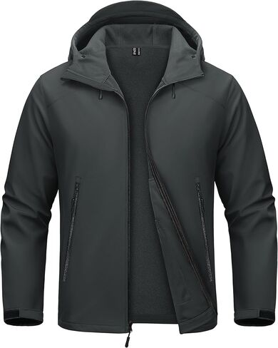 MAGCOMSEN Men's Waterproof Softshell Jacket Fleece Lined Lightweight Hooded Rain Coat Winter Windbreaker Tactical Hiking in Saudi Arabia