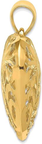 Bonyak Jewelry Polished Diamond-Cut Filigree 3-D Heart Pendant in 14K Yellow Gold Impeccable in Saudi Arabia