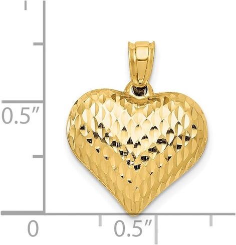 Diamond2Deal 14k Yellow Gold Diamond-Cut Puffed Heart Pendant (L- 20 mm W- 16 mm) in Saudi Arabia