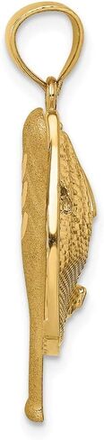 14K Yellow Gold Diamond-cut White Rhodium Baseball Bat Glove Ball Pendant in Saudi Arabia