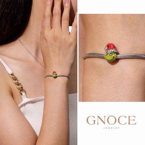 GNOCE Grinch Head Charm for Women, S925 Sterling Silver Dangle Charms for Women Wife, Valentine‘s Day, Mother’s Day Jewelry in Saudi Arabia