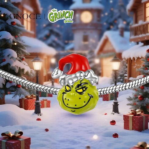GNOCE Grinch Head Charm for Women, S925 Sterling Silver Dangle Charms for Women Wife, Valentine‘s Day, Mother’s Day Jewelry in Saudi Arabia