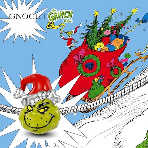 GNOCE Grinch Head Charm for Women, S925 Sterling Silver Dangle Charms for Women Wife, Valentine‘s Day, Mother’s Day Jewelry in Saudi Arabia