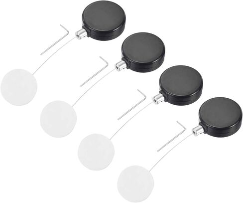 MECCANIXITY 1.8 ft Retractable Cable Lock with Round Patch Remote Control Security Lock with Adjustable Cord Tether Anti Theft for Laptop, TV, 200g, White, 4 Pack in Kuwait
