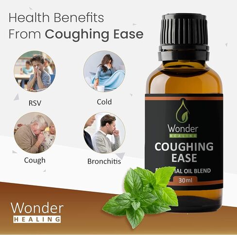 زيت تخفيف السعال، زيت عطري طبيعي 100% - مزيج زيت السعال العطري للسعال والبرد، والصفير، والتنفس، وRSV (30 مل (1 أونصة)) in Kuwait