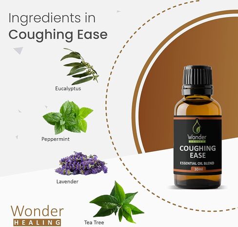 زيت تخفيف السعال، زيت عطري طبيعي 100% - مزيج زيت السعال العطري للسعال والبرد، والصفير، والتنفس، وRSV (30 مل (1 أونصة)) in Kuwait