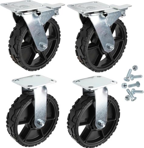 Klein Tools 54850MB MODBox Utility Cart 6-Inch Replacement Caster Wheels, 2 Standard, 2 Swivel with Brake, 1300-Pound Capacity, 4-Pack in Saudi Arabia