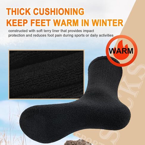 Josnown Thermal Socks for Men 5 Pairs Winter Thick Cozy Cushion Boot Socks for Cold Weather in Saudi Arabia