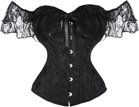 Emprier Corset Top with Lace Sleeve for Women, Vintage Floral shapewear, Full Breast Corset bustier tops in Kuwait
