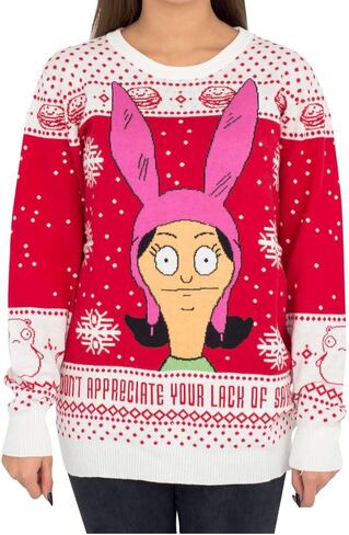 Adult Unisex Bob's Burgers Louise Appreciate Your Lack of Sarcasm Ugly Xmas Sweater in Saudi Arabia