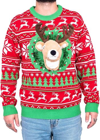 Reindeer Trophy Head 3D LED Lights Ugly Christmas Sweater in Saudi Arabia