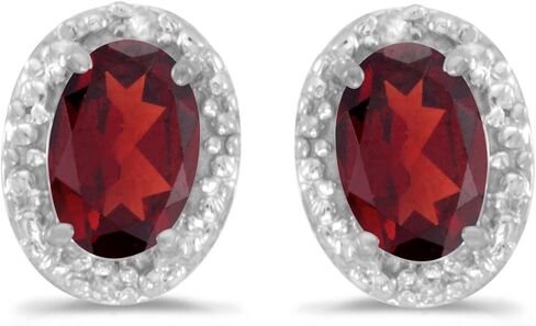 Solid 10k White Gold Studs Oval Gemstone And Diamond Earrings in Saudi Arabia