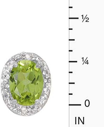 Solid 10k White Gold Studs Oval Gemstone And Diamond Earrings in Saudi Arabia