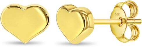 14k Yellow Gold Tiny Puffed Heart Pushback Earrings For Little Girls and Preteens - Adorable Love Themed Children's Jewelry - Shaped Jewelry For Young Girls Special Birthday Present in Saudi Arabia