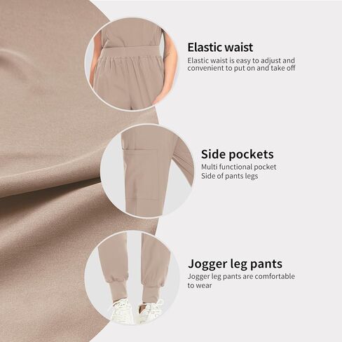 VIAOLI Scrubs Set for Women - Modern V-Neck Top & Cargo Pants Medical Nursing Uniforms Womens Scrub Sets in Kuwait