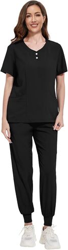 VIAOLI Scrubs Set for Women - Modern V-Neck Top & Cargo Pants Medical Nursing Uniforms Womens Scrub Sets in Kuwait