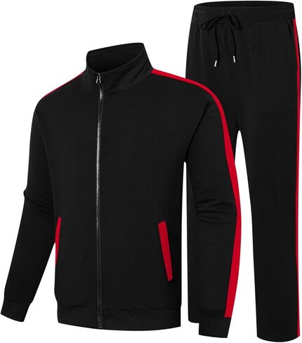 LecGee Men's Tracksuit Set Full Zip Stand Collar Jacket and Casual Jogger Pants Athletic Sweatsuit Set M-3XL in Saudi Arabia