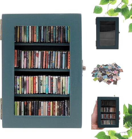 Anxiety Bookshelf Ornament With 100pcs Mini Books | Miniature Bookshelf Decor |Shake Away Your Anxiety Book Library | Mini Book Shelf for Doll House Home Office Decor (Blue) in Saudi Arabia