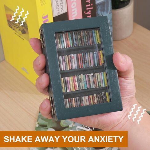 Anxiety Bookshelf Ornament With 100pcs Mini Books | Miniature Bookshelf Decor |Shake Away Your Anxiety Book Library | Mini Book Shelf for Doll House Home Office Decor (Blue) in Saudi Arabia