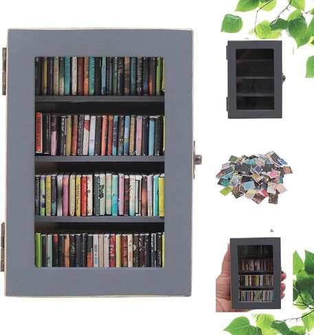 Anxiety Bookshelf Ornament With 100pcs Mini Books | Miniature Bookshelf Decor |Shake Away Your Anxiety Book Library | Mini Book Shelf for Doll House Home Office Decor (Blue) in Saudi Arabia