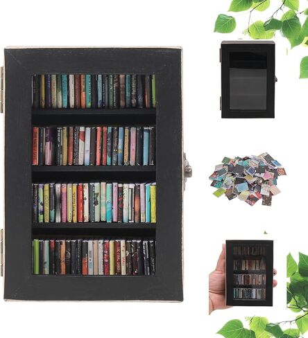 Anxiety Bookshelf Ornament With 100pcs Mini Books | Miniature Bookshelf Decor |Shake Away Your Anxiety Book Library | Mini Book Shelf for Doll House Home Office Decor (Blue) in Saudi Arabia
