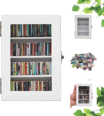 Anxiety Bookshelf Ornament With 100pcs Mini Books | Miniature Bookshelf Decor |Shake Away Your Anxiety Book Library | Mini Book Shelf for Doll House Home Office Decor (Blue) in Saudi Arabia