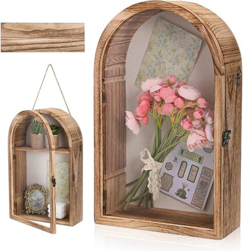 Shadow Box Frame 10x16 Large Display Cases Deep Wooden Memory Box Picture Frame with Removable Shelves and Linen Back Gift for Keepsakes Wedding Graduation Christmas Decoration in Saudi Arabia