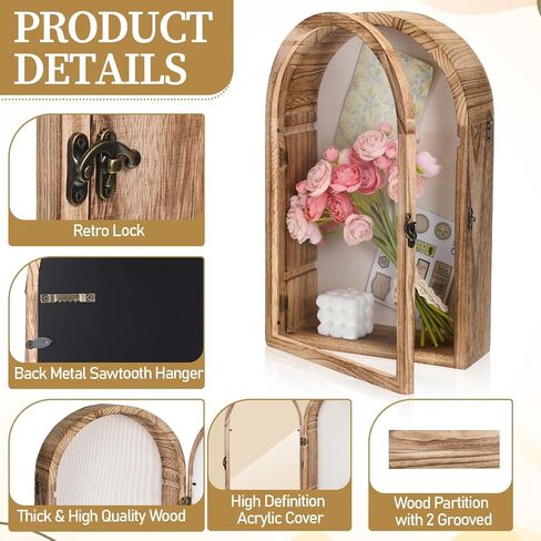 Shadow Box Frame 10x16 Large Display Cases Deep Wooden Memory Box Picture Frame with Removable Shelves and Linen Back Gift for Keepsakes Wedding Graduation Christmas Decoration in Saudi Arabia