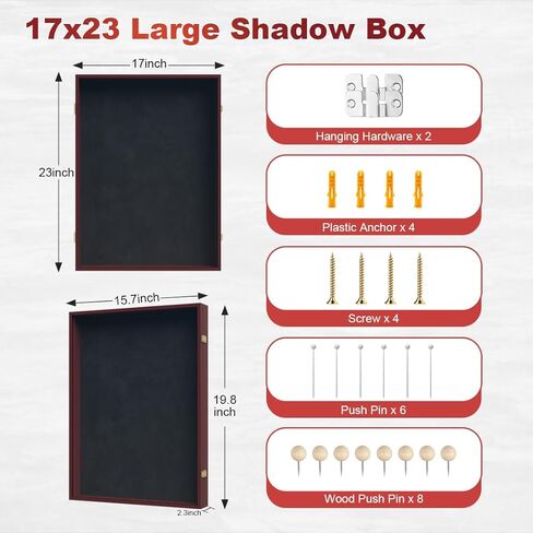 صندوق ظلال التخرج مقاس 17 × 23 بوصة - إطار عرض عميق كبير للقبعة والثوب والدبلومات والجوائز - صندوق ذاكرة تذكار لجامعة الكلية في الماهوجني in Kuwait