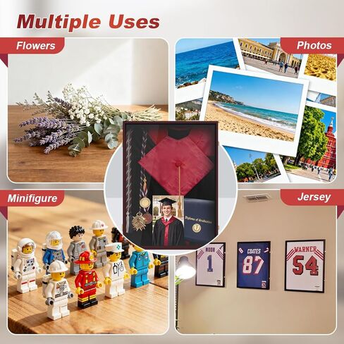 صندوق ظلال التخرج مقاس 17 × 23 بوصة - إطار عرض عميق كبير للقبعة والثوب والدبلومات والجوائز - صندوق ذاكرة تذكار لجامعة الكلية في الماهوجني in Kuwait