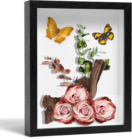 حافظة عرض بإطار صندوق الظل مقاس 8 × 10، وإطار صور ثلاثي الأبعاد، وصندوق عرض للتذكارات، ومستلزمات الأطفال، وذكريات الزفاف، والحرف اليدوية، والتذاكر والصور (أبيض، بدون خطافات) in Kuwait