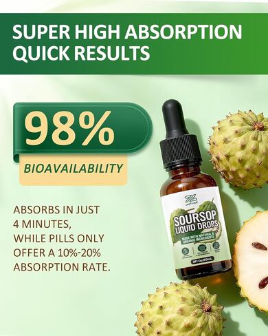Soursop Bitters Liquid Drops 10-in-1 – Herbal Graviola Extract with Sea Moss, Moringa, Turmeric, Black Seed Oil – Vegan Daily Immune & Antioxidant Support – Non-GMO, Alcohol-Free, 2oz in Saudi Arabia