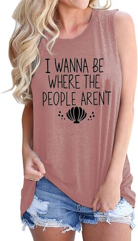 قميص YourTops I Wanna Be Where The People't Are بدون أكمام للسيدات برسومات مرحة in Kuwait