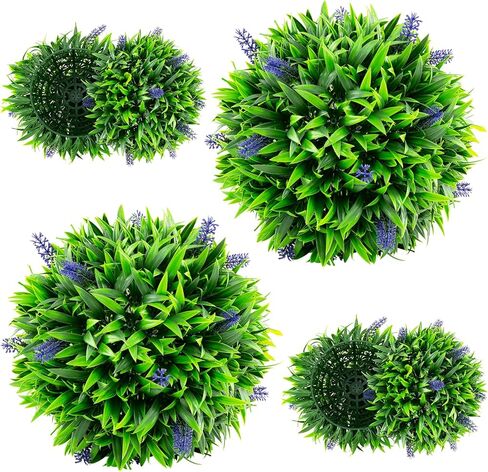Goplus 12 Inch Artificial Lavender Topiary Balls Set of 2, Outdoor Faux Greenery Balls with Flowers, Fake Plant Sphere, Round Artificial Plant Balls for Front Door, Porch, Backyard, Home Décor in Saudi Arabia