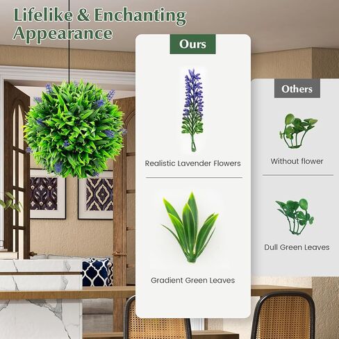 Goplus 12 Inch Artificial Lavender Topiary Balls Set of 2, Outdoor Faux Greenery Balls with Flowers, Fake Plant Sphere, Round Artificial Plant Balls for Front Door, Porch, Backyard, Home Décor in Saudi Arabia