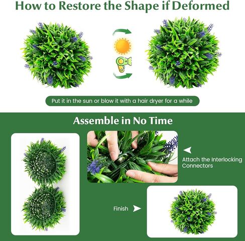 Goplus 12 Inch Artificial Lavender Topiary Balls Set of 2, Outdoor Faux Greenery Balls with Flowers, Fake Plant Sphere, Round Artificial Plant Balls for Front Door, Porch, Backyard, Home Décor in Saudi Arabia