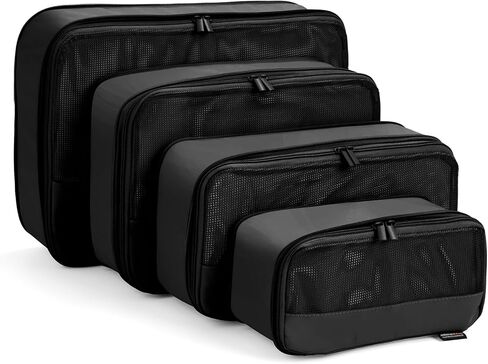 Compression Packing Cubes for Travel, 4 Piece Lightweight Packing Cubes Set for Suitcases and Backpacks, Space-Saving Organizer for Clothes (Light Brown, 4 Pack) in Saudi Arabia