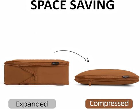 Compression Packing Cubes for Travel, 4 Piece Lightweight Packing Cubes Set for Suitcases and Backpacks, Space-Saving Organizer for Clothes (Light Brown, 4 Pack) in Saudi Arabia