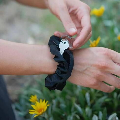 1PC Multifunctional Hair Tie Storage Pouch with Zipper - Portable Money Item Hider, Black in Saudi Arabia