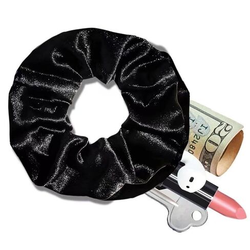 1PC Multifunctional Hair Tie Storage Pouch with Zipper - Portable Money Item Hider, Black in Saudi Arabia