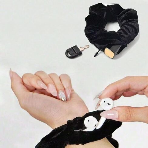 1PC Multifunctional Hair Tie Storage Pouch with Zipper - Portable Money Item Hider, Black in Saudi Arabia