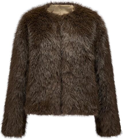 GRAN ORIENTE Faux Fur Coat For Women, Fuzzy Fluffy Winter Warm Cropped Outerwear With Pockets in Kuwait